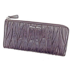 Miu Miu zipper Wallet long Matelasse black leather accessory